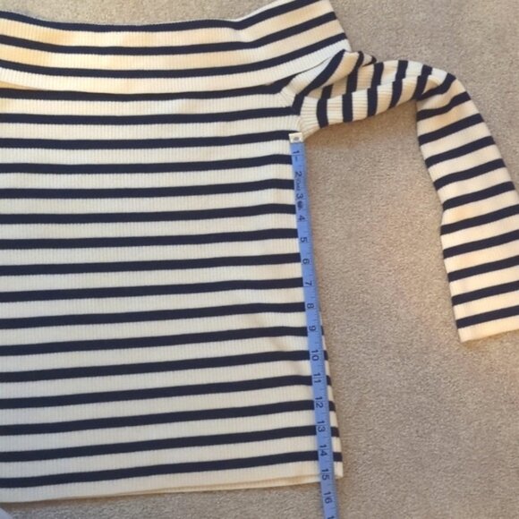 Club Monaco Felicienne Striped Off The Shoulder Sweater, M - Picture 4 of 6